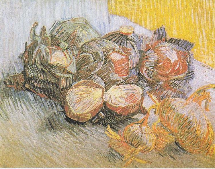 Vincent Van Gogh Still life with red cabbage and onions oil painting image